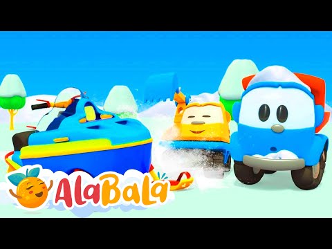 Camionul Leo construiește un scuter de iarnă |  Desene animate copii AlaBaLa