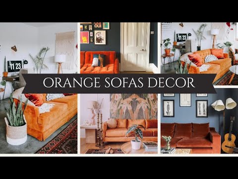 Part of a video titled Home Decor Quickies: Go Wild With An Orange Sofa! - YouTube