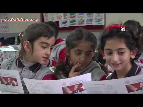 Hasret, who was the only student in Van for years, received her report card at her new school.