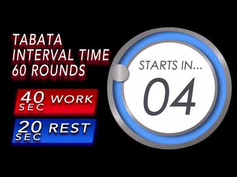 Interval timer - 40 sec work / 20 sec rest - 60 ROUNDS - Cronometro: 40  trabajo/20 descanso