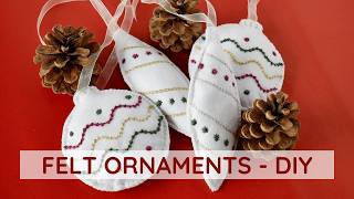 DIY Felt Embroidered Christmas Ornaments | Easy Hand Embroidery & Sewing Tutorial for Beginners