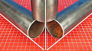 Very few people know, the secret of the welder cuts round pipe 90 degrees in three directions