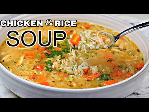 Receita fácil de sopa caseira de frango e arroz | Sopa fácil de macarrão com frango e receita de arroz