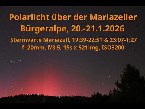 Polarlicht über der Mariazeller Bürgeralpe, 20./21.1.2026