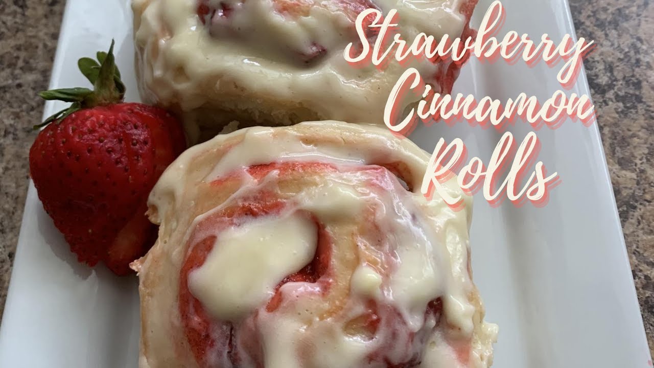 Strawberry 🍓 Cinnamon Rolls with Lemon 🍋 Cream Cheese Glaze