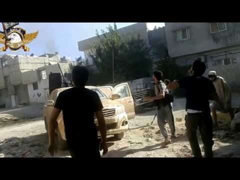 التصدي للطيران الحربي في سماء حي القابون في العاصمة دمشق من قبل كتيبة صقور دمشق