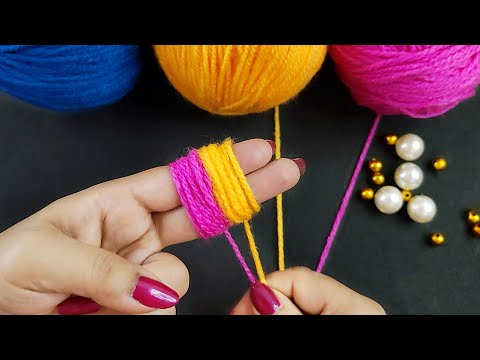 3 Super Easy Woolen Flower Making Trick using Finger - Embroidery Woolen Flower Making - No crochet