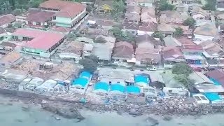 Penampakan dari Udara Pantai Kalianda Lampung Timur seusai Diterjang Tsunami, 35 Orang Meninggal