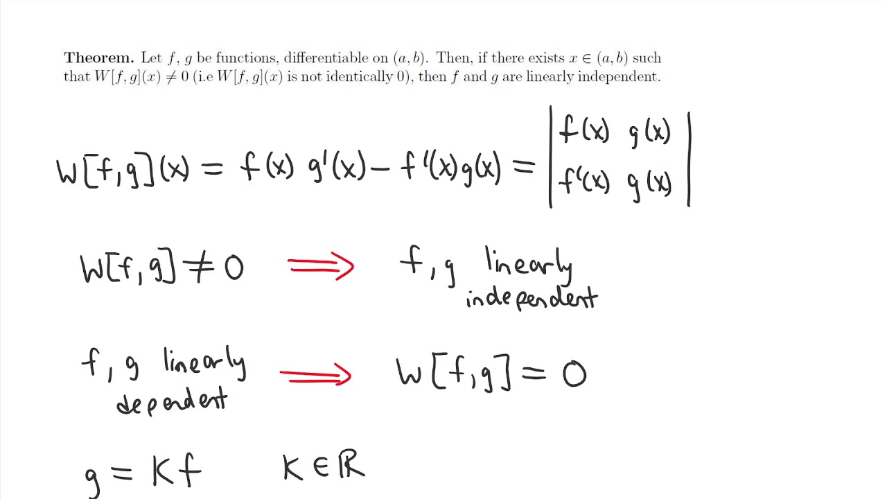 How Does the Wronskian Test for Linear Independence? Proof