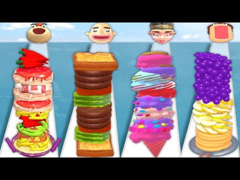 NOODLE RUN vs SANDWICH RUN vs ICE CREAM RUNNER vs PANCAKE RUN - Gameplay Mega Levels Android ios