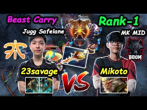 Fnatic 23savage [Juggernaut] Beast Carry vs BOOM.Mikoto [Monkey King]  Top1 MMR Dota 2 pro Gameplay