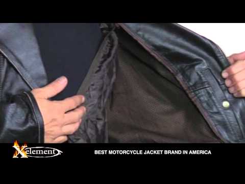 Xelement Mens Antique-Brown Rub-Off Motorcycle Jacket