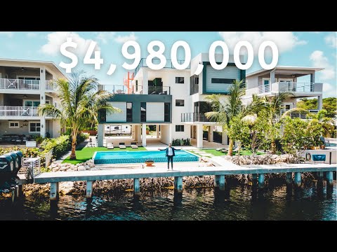 Inside a NEW MODERN $4,980,000 WATERFRONT South Florida Home in Key Largo - EVERY BOATERS DREAM!!