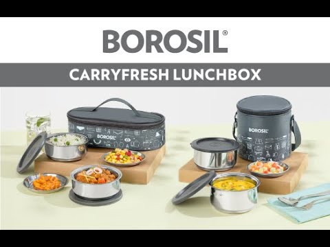 BOROSIL Carry Fresh Steel Lunchbox, 2pc Set (280ml