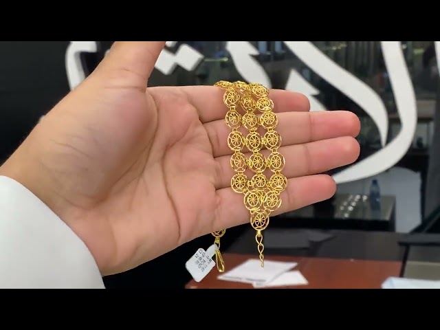21 karat gold bracelet, weight 3.07 grams - زمرد ذهب و الماس