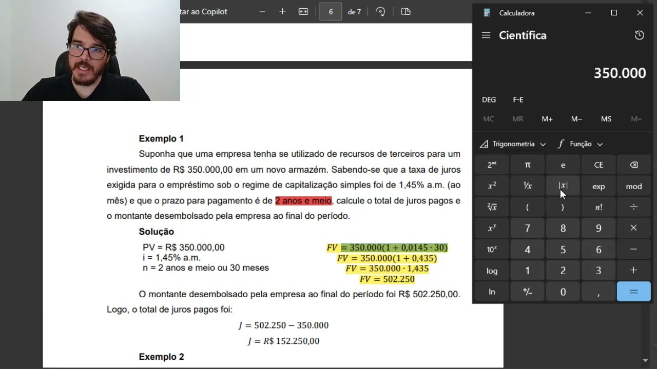 Juros Simples e Composto nas calculadoras convencional e científica