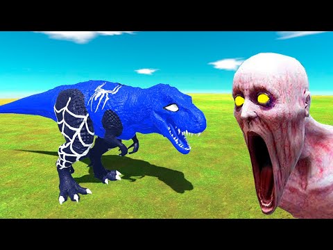 BLUE SPIDER-MAN T REX VS THE SHY GUY (SCP-096) - ANIMAL REVOLT BATTLE SIMULATOR