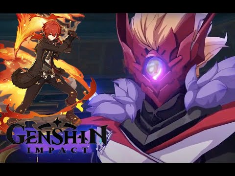 Genshin Impact - Diluc SOLO No BUFF vs "Childe" Tartaglia BOSS Lv 80 World Rank 6