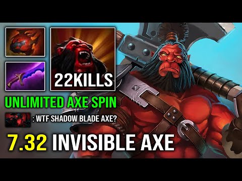 NEW 7.32 Invisible Axe Shadow Blade Unlimited Spin DPS 100% Chop Down Everyone on the Map Dota 2