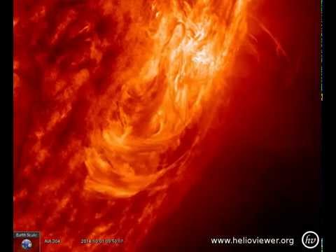 AIA 304 (2014-10-01 07:39:43 - 2014-10-01 13:39:07 UTC)