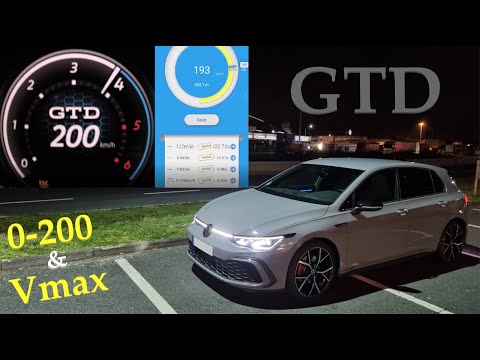 VW Golf 8 GTD 0-200 Km/h Acceleration & Topspeed Dragy GPS