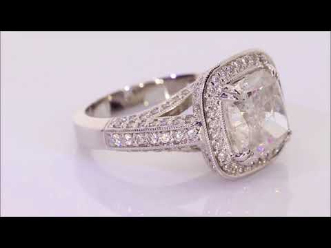 6.27 ctw Diamond Engagement Ring - Cushion Cut G I1 | BigDiamondsUSA