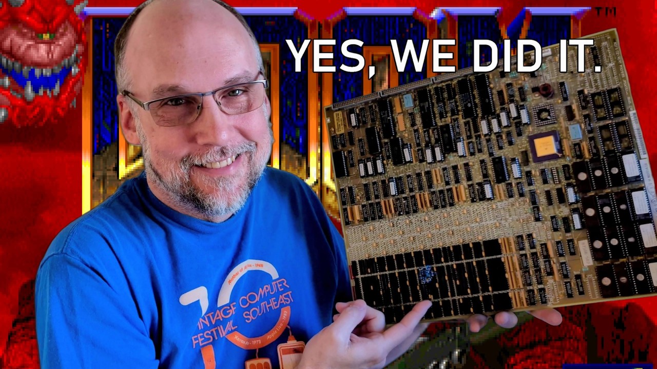 We ran Doom on a 40 year old printer controller (Agfa Compugraphic 9000PS) - YouTube
