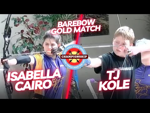 2023 Texas OPEN Youth Barebow Gold Match - TJ Kole vs Isabella Cairo