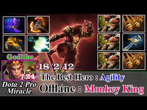 Monkey King  Offlane Godlike 18 Kill - Dota 2 Pro Miracle Spotlight Gameplay Patch 7.24 - Dota 2