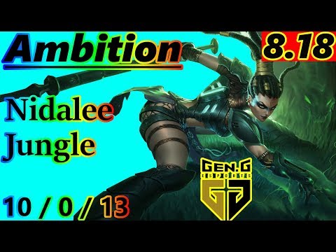 Ambition as Nidalee Jungle - S8 Patch 8.18 - KR - Full Gameplay