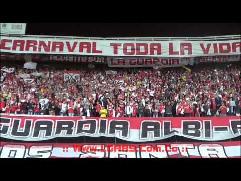 "- Independiente Santa Fe Vs Estudiantes de la PLata - 8vos de final  - CBL 2015 -" Barra: La Guardia Albi Roja Sur • Club: Independiente Santa Fe