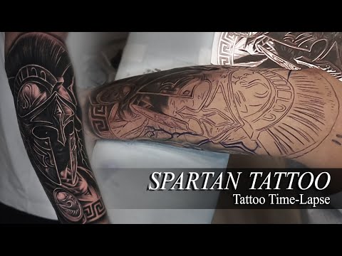SPARTAN Tattoo Time-Lapse | Black and Grey Realism