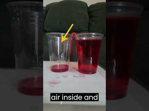 How a Water Siphon works ( water flowing into other cup with straw)