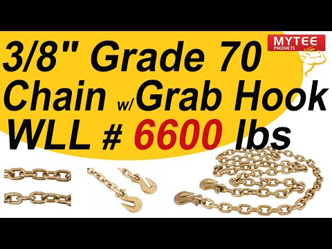 2 Pack) G70 Binder Chain Grade 70 Truck 3/8 X 20 w/grab hooks