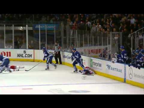Phaneuf's Huge Hit on Sauer (Leafs-Rangers 12.05.11)