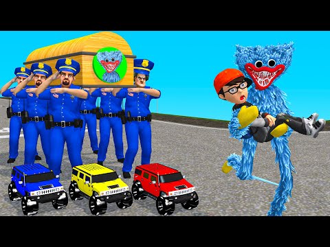 Scary Teacher 3D - Nick and Tani Rescued by the police with coffin dance (Huggy Wuggy)