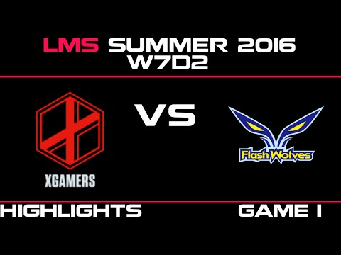 XG vs FW Game 1 Highlights LMS Summer 2016 W7D2 xGamers vs Flash Wolves   FW vs XG    LMS LOL