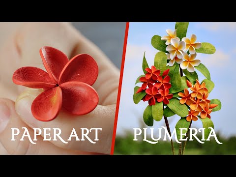 Plumeria Frangipani Made of Paper - 3D Paper Art - Tropical Flowers