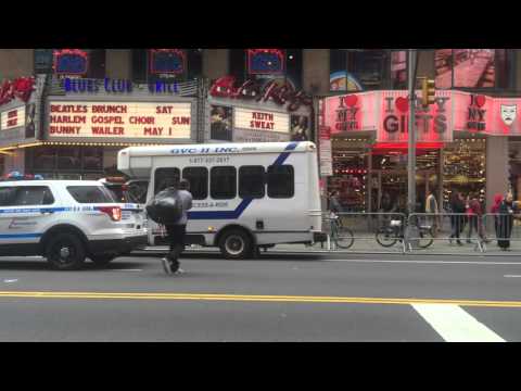 NYPD ANTI-TERROR HERCULES TEAM PATROLLING ON WEST 42ND STREET IN HELL'S KITCHEN, MANHATTAN, NYC.