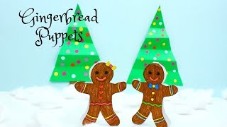 Gingerbread Puppets (Free PDF Printable Paper Toy) - Christmas Crafts for Kids.