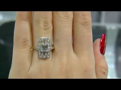 0.80 Carat Aquamarine and Diamond Antique Style Ring MTC009