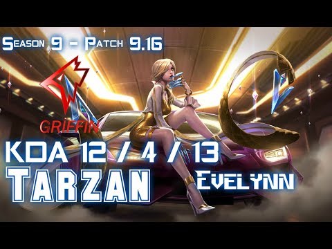 GRF Tarzan EVELYNN vs KARTHUS Jungle - Patch 9.16 KR Ranked