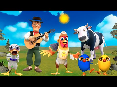 El Pollito pío 3d - el Toro y el Tractor de la Granja Ep#0258 - el Pollito y el Tractor de la Granja