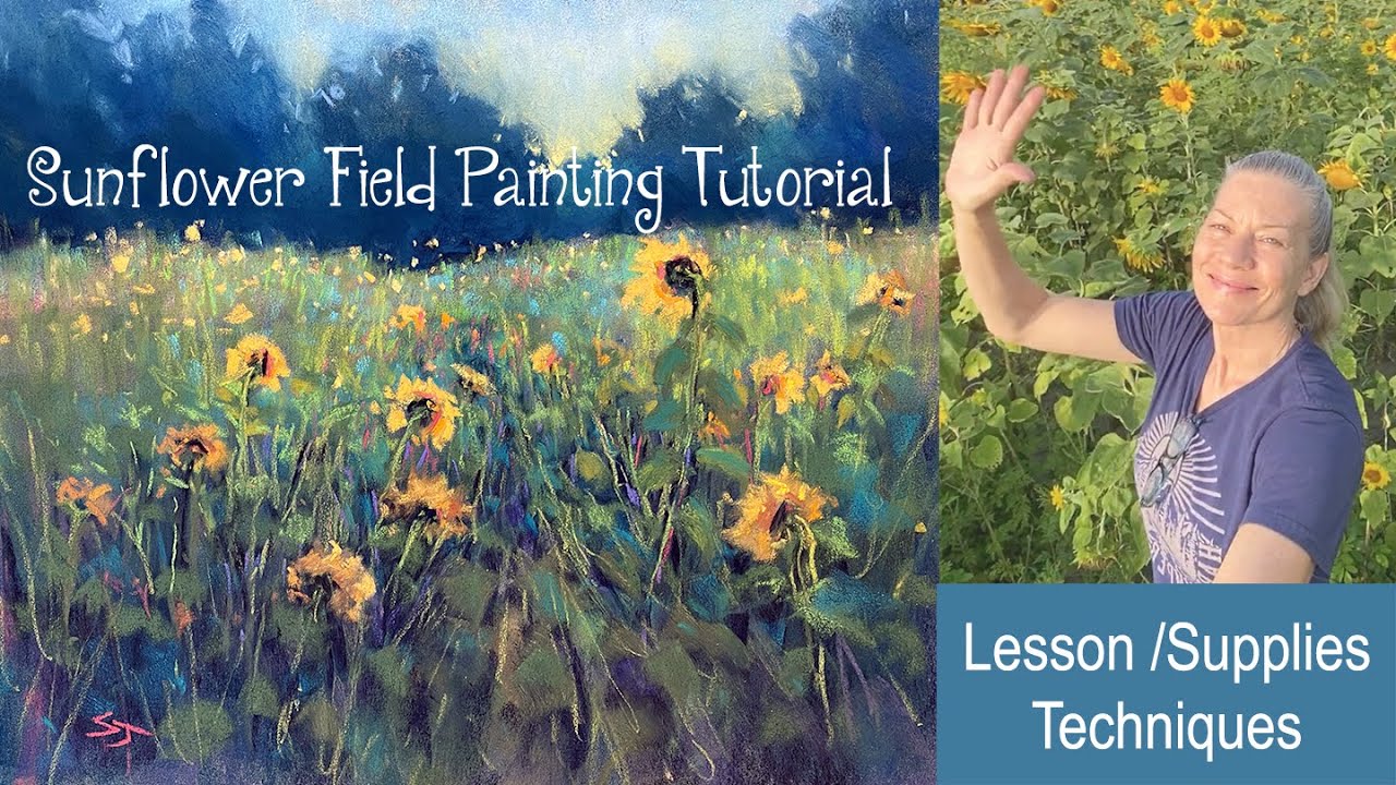 Let's Paint a Sunflower Field!  / Painting Tutorial with Actual Trip to Sunflower Field