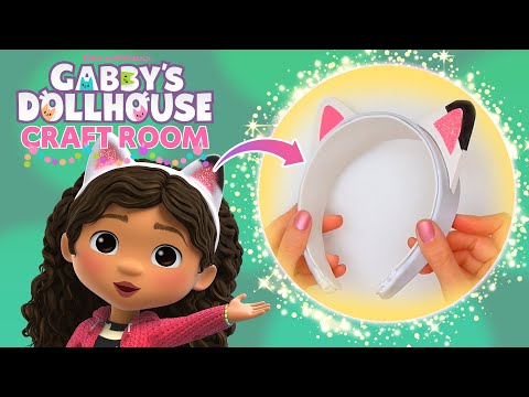 Make Your Own Kitty Ear Headband! 😻 DIY Craft with Baby Box | GABBY'S DOLLHOUSE: CRAFT ROOM