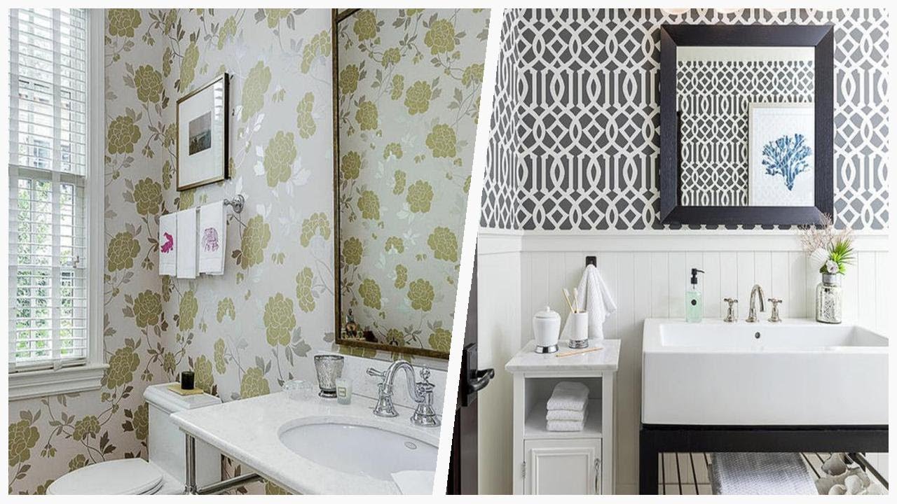 75 Powder Room With Pink Walls And Multicolored Walls Design Ideas You'll Love ⭐