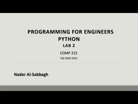Comp215 Programming For Engineers Lab 2 Python