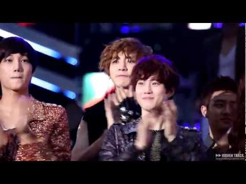[1080P]120608 KBS Music Bank Special in Jeonju - Ending EXO-K clapping handsㅋㅋ