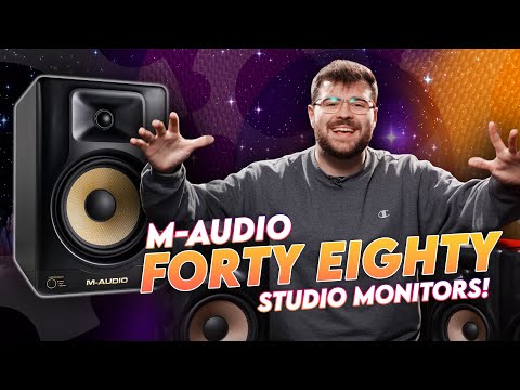 M-AUDIO Forty Eighty Studio Monitors Pair Bundle with Dual XLR HD Audio Interface for Studio Recording, Music Production, Podcasting, Streaming video review thumbnail