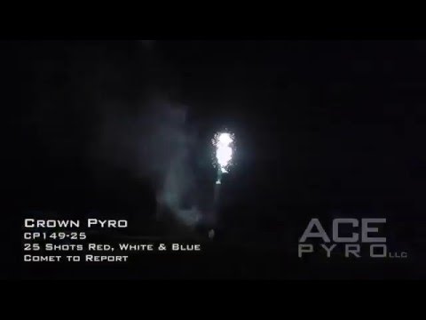 CP149-25 Crown Pyro   25 Shots Red, White & Blue Comet to Report